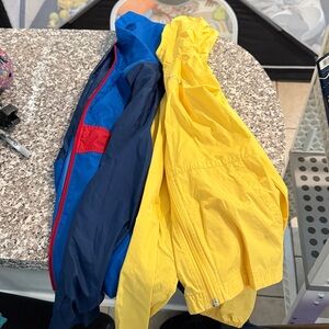 Columbia Bright Blue two tone windbreaker and bright yellow windbreaker